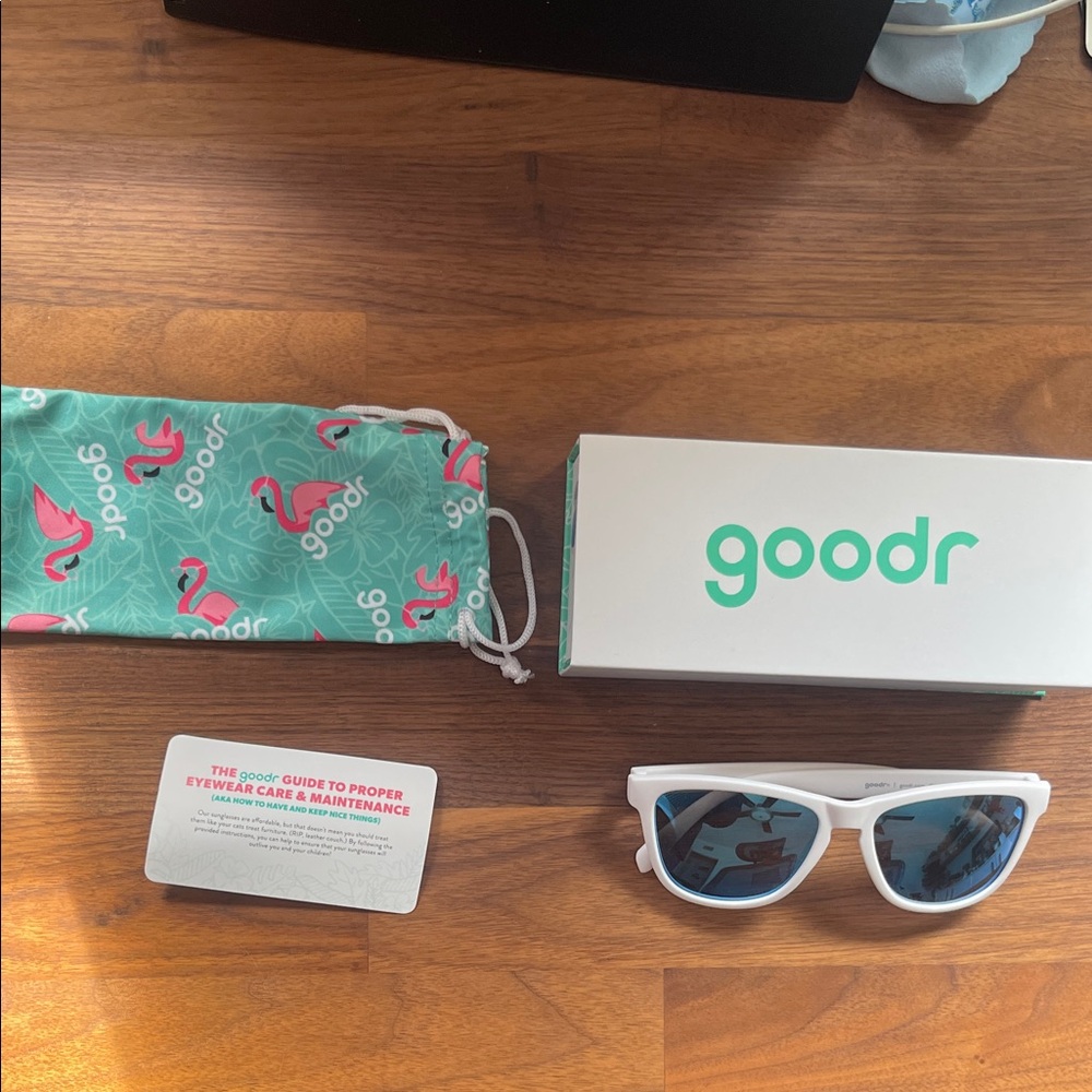 goodr Women’s White Frame Sunglasses with Blue Lenses